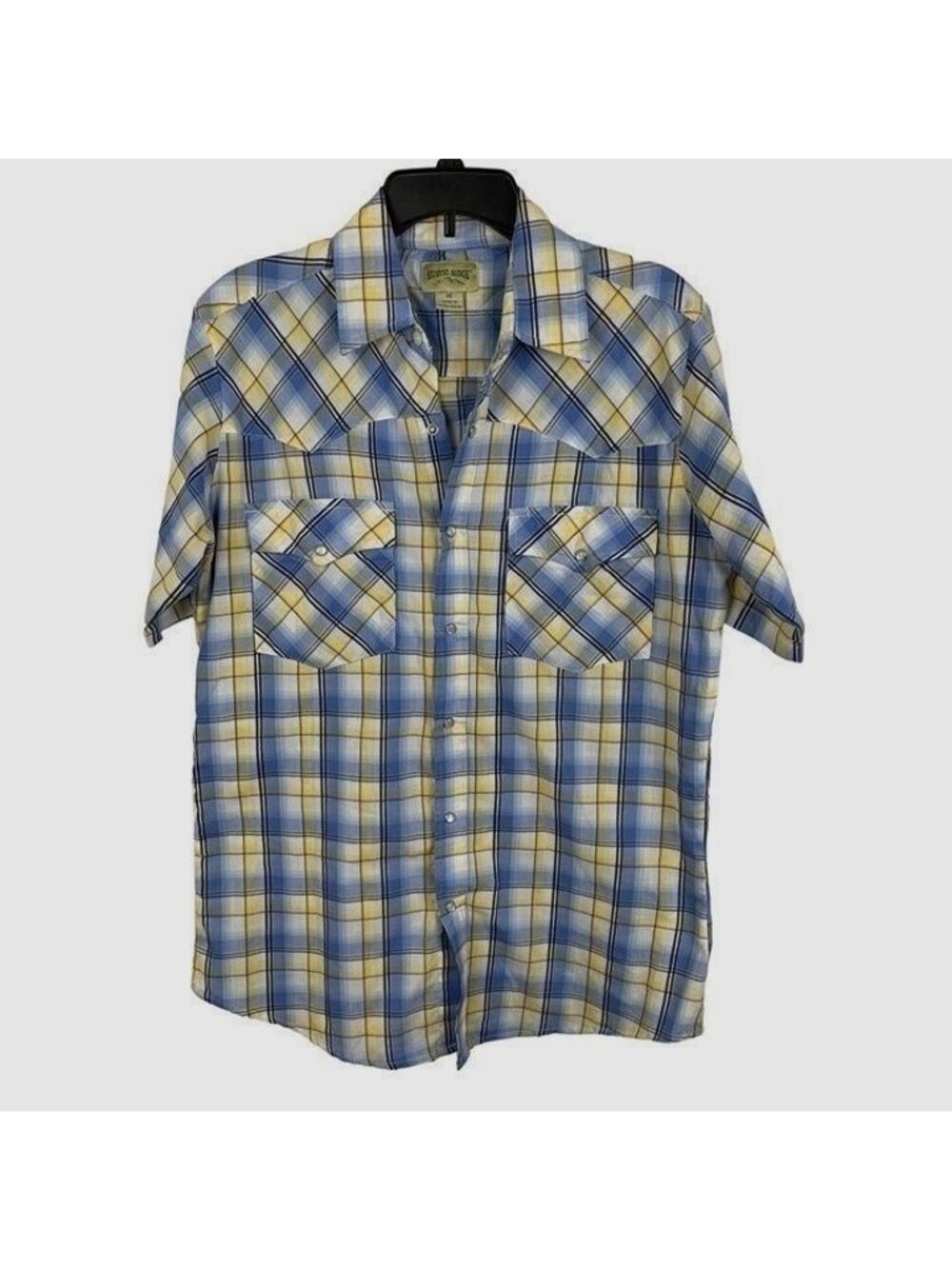 Rustic Ridge Men Button Down Plaid Short Sleeve Western Shirt Size M